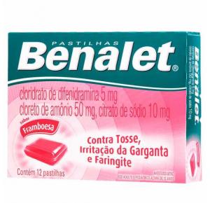 Pastilhas Benalet Sabor Framboesa Com 12 Pastilhas