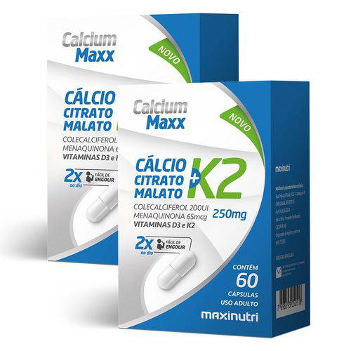 Calcium Maxx e Vitamina K2 - 60 Cápsulas - Maxinutri