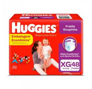 FRALDA ROUPINHA HUGGIES SUPREME CARE TAMANHO XG COM 48 UNIDADES