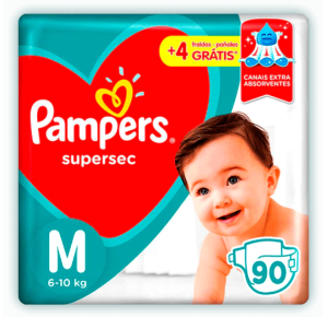 Fralda Pampers Super Sec Giga M Com/90 Unidades