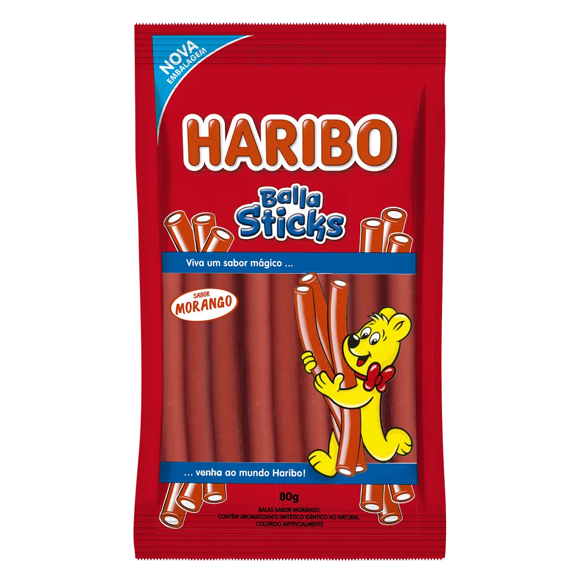 Bala Haribo Sticks Morango 80G