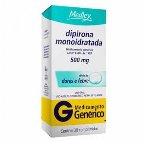 dipirona monoidratada 500mg Com 30 Comprimidos Genérico Medley